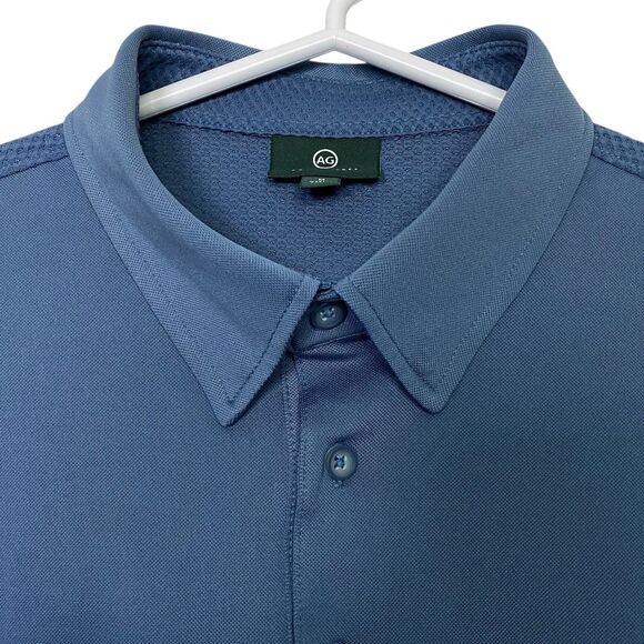 AG Adriano Goldschmied Polo Shirt Mens M Blue Short Sleeve Mesh Golf Green Label - Picture 5 of 9